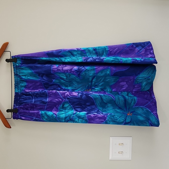 Vintage Purple & Teal Satin Skirt / Sweater Set sz 12 2pc floral print suit - Picture 7 of 7